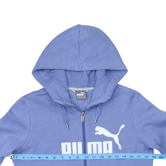 Puma Women Blue Full Zip Hoodie UK 12 Cotton Blend Casual