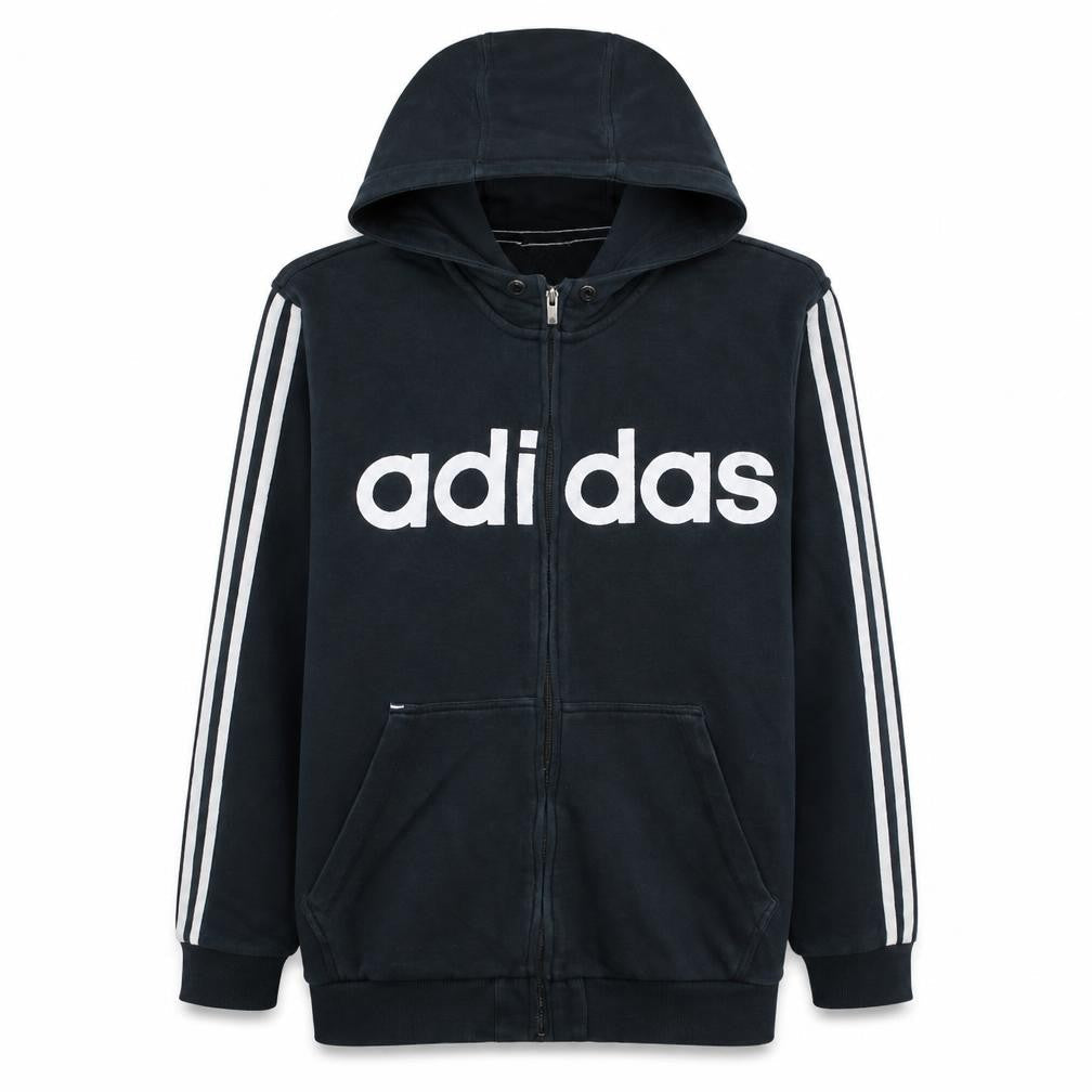 Adidas Men's Black Full Zip Logo Hoodie Size L