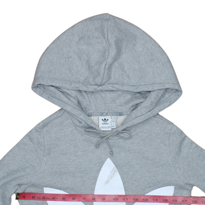 Adidas Women’s Grey Hooded Pullover Sweatshirt Size 4 Logo Print