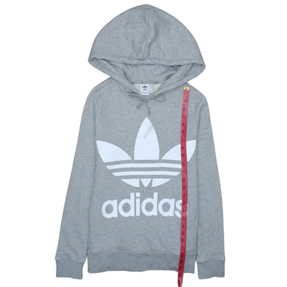 Adidas Women’s Grey Hooded Pullover Sweatshirt Size 4 Logo Print