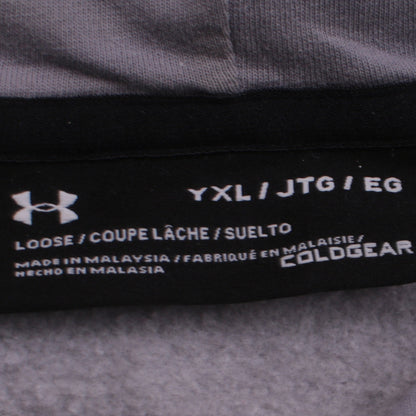 Under Armour Boys Grey Pullover Hoodie YXL Loose Fit ColdGear