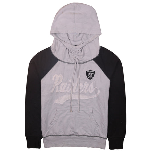 NFL Team Apparel Raiders Grey Black Men's L Pullover Hoodie