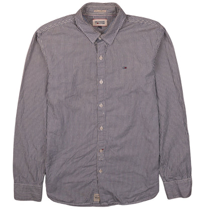 Tommy Hilfiger Men’s Blue Striped Button-Down Long Sleeve Cotton Shirt M