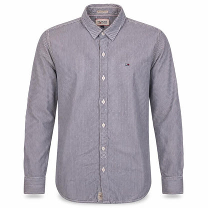 Tommy Hilfiger Men’s Blue Striped Button-Down Long Sleeve Cotton Shirt M