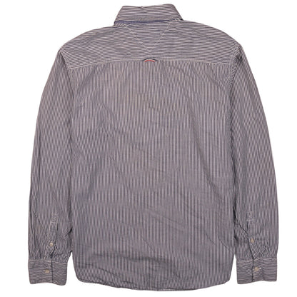 Tommy Hilfiger Men’s Blue Striped Button-Down Long Sleeve Cotton Shirt M