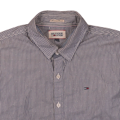 Tommy Hilfiger Men’s Blue Striped Button-Down Long Sleeve Cotton Shirt M