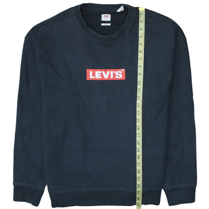 Levi's Men's Black Relaxed Fit Crew Neck Logo Sweatshirt M