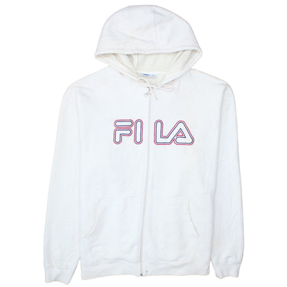 FILA Mens White Full Zip Hoodie XL Logo Sportswear