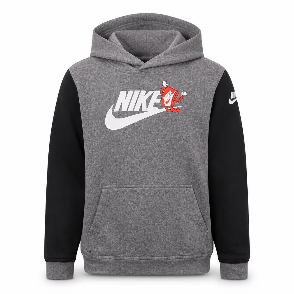 Nike Boys Grey & Black Pullover Hoodie Size L Graphic Print Sweatshirt