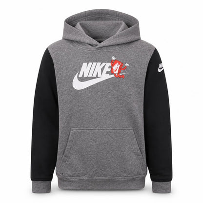 Nike Boys Grey & Black Pullover Hoodie Size L Graphic Print Sweatshirt