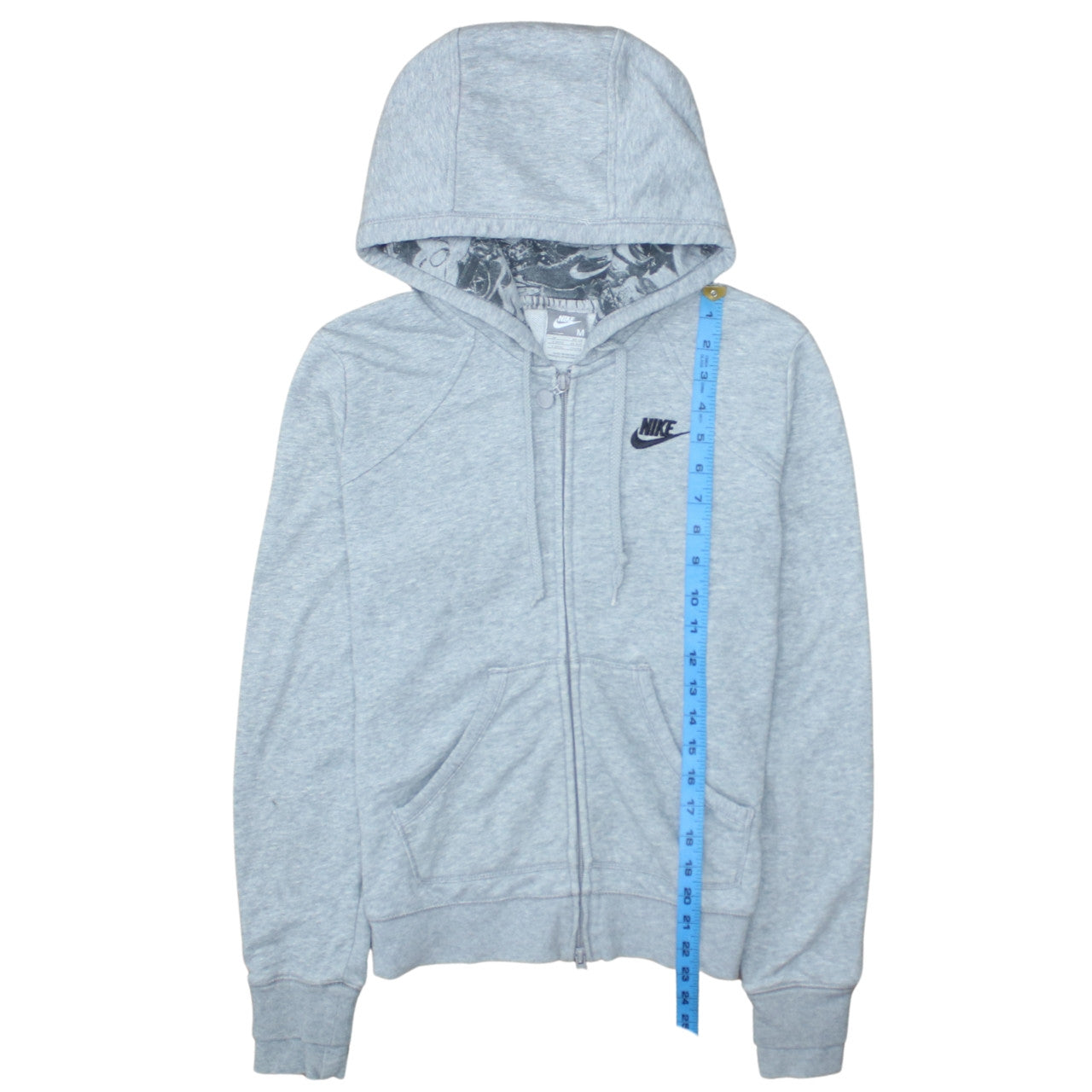 Nike Women Grey Full Zip Hoodie M Size 10/12 Soft Fleece Lined