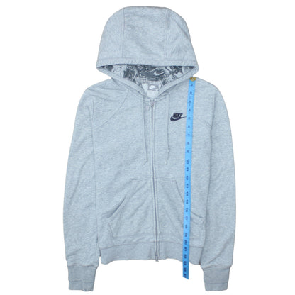 Nike Women Grey Full Zip Hoodie M Size 10/12 Soft Fleece Lined