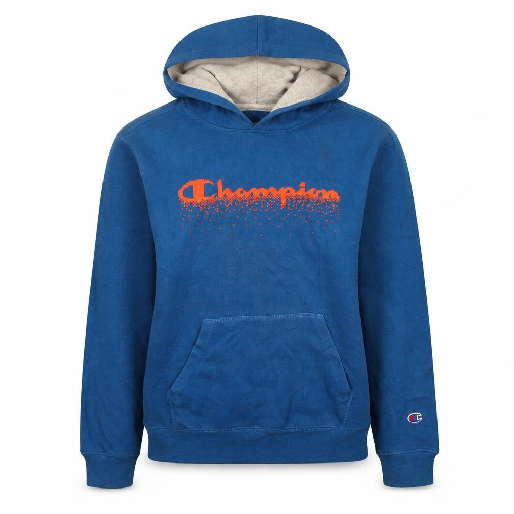 Champion Womens Blue Pullover Hoodie L Logo Graphic Cotton Blend