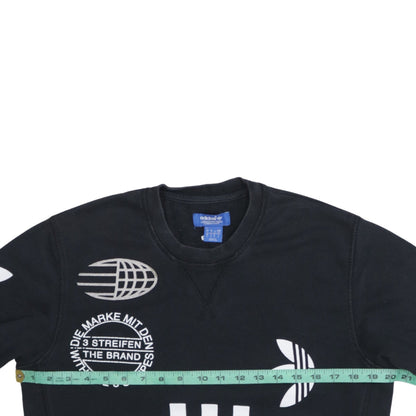 Adidas Men's Black Graphic Logo Crew Neck Sweatshirt Size S