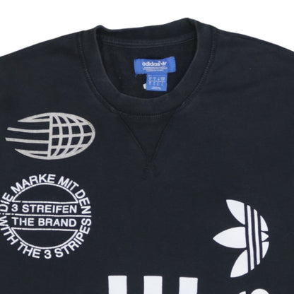 Adidas Men's Black Graphic Logo Crew Neck Sweatshirt Size S