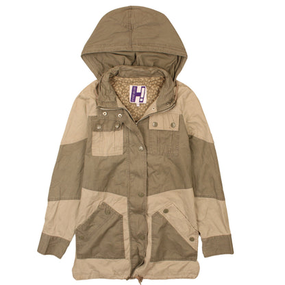 Henry Holland Women Khaki Hooded Parka Coat Size 8 Cotton Blend