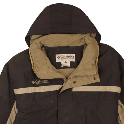 Columbia Men's Brown Beige Hooded Parka Jacket XXL Waterproof Lined