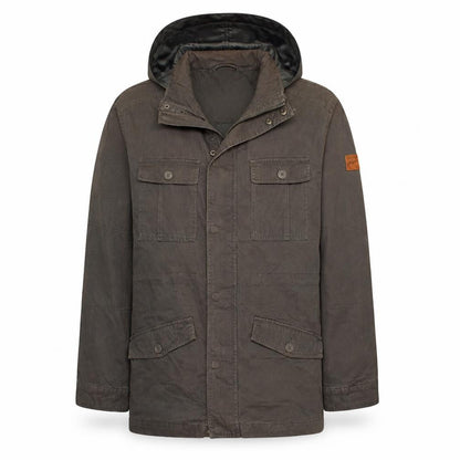 John Baner Men's Brown Hooded Cotton Parka Jacket Size 46