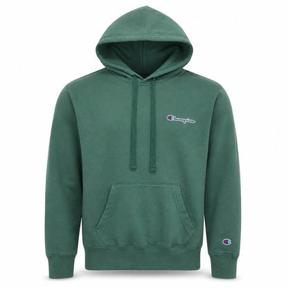 Champion Men's Green Pullover Hoodie Small Embroidered Logo Fleece