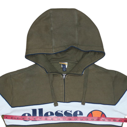 Ellesse Mens Green 1/2 Zip Hoodie Small Logo Sports Fleece