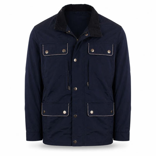 Front view of Beluomo Men's Navy Jacket XL – Casual Expedition Style Outerwear