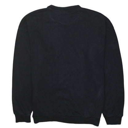 Adidas Womens Black Cotton Pullover Sweatshirt Size 12 Crew Neck Logo Print