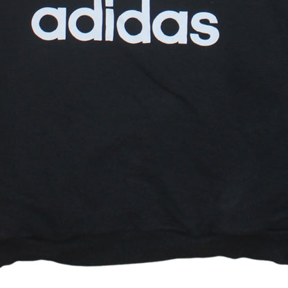 Adidas Womens Black Cotton Pullover Sweatshirt Size 12 Crew Neck Logo Print