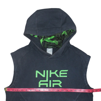 Nike Boys Black Sleeveless Pullover Hoodie XL 158-170cm Graphic Print Cotton Blend