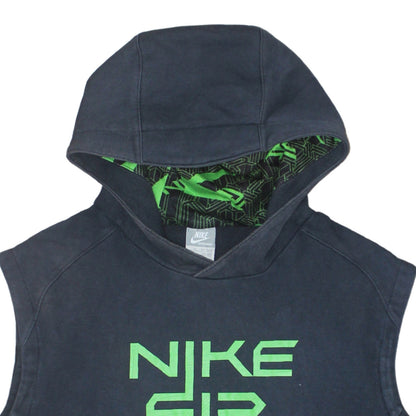 Nike Boys Black Sleeveless Pullover Hoodie XL 158-170cm Graphic Print Cotton Blend