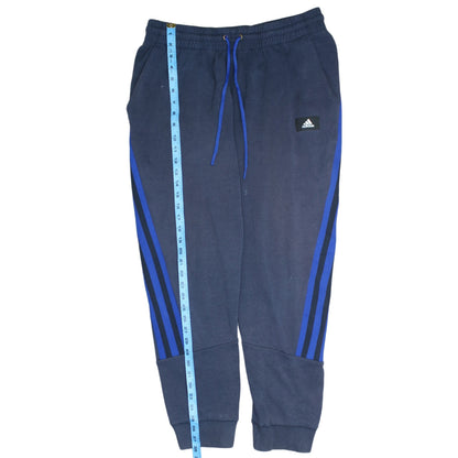 Adidas Men Blue Jogger Sweatpants L Elastic Waist Tapered Fit