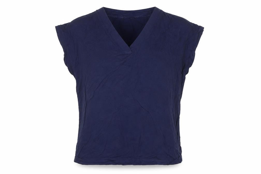 Laura Ashley Women's Blue Viscose Blouse UK 14 V-Neck Short Sleeve