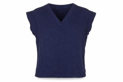 Laura Ashley Women's Blue Viscose Blouse UK 14 V-Neck Short Sleeve
