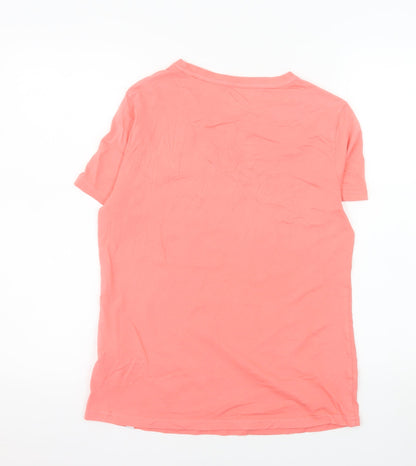 Animal Womens Pink Cotton Crew Neck Short Sleeve T-Shirt UK 8