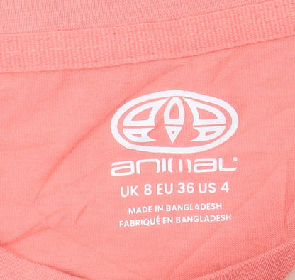 Animal Womens Pink Cotton Crew Neck Short Sleeve T-Shirt UK 8
