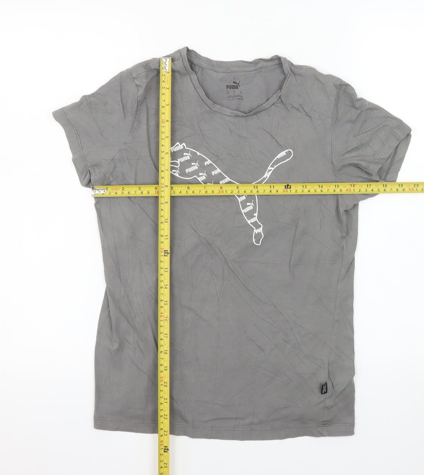 Puma Women's Grey Basic Cotton Crew Neck T-Shirt Size M