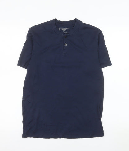 Charles Tyrwhitt Men's Navy Small Short Sleeve Henley Cotton T-Shirt