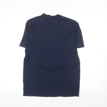 Charles Tyrwhitt Men's Navy Small Short Sleeve Henley Cotton T-Shirt
