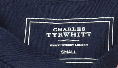 Charles Tyrwhitt Men's Navy Small Short Sleeve Henley Cotton T-Shirt