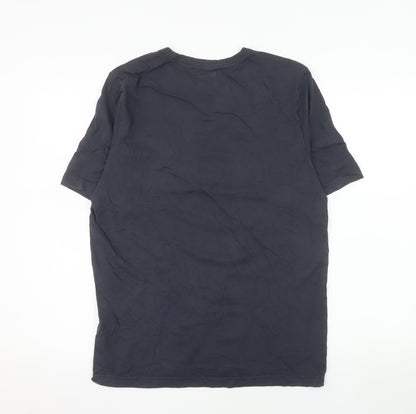 Les Basics Men's Navy Crew Neck Cotton T-Shirt Size Large