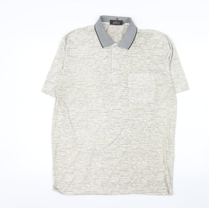 Charles Norton Men's Beige Paisley Polo Shirt Size M Short Sleeve