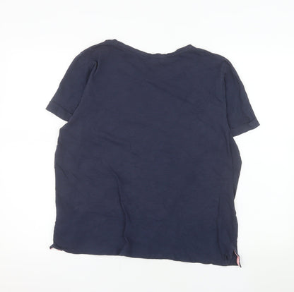 Crew Clothing Women’s Blue Cotton T-Shirt Size 16 Basic Short Sleeve Top