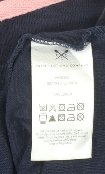 Crew Clothing Women’s Blue Cotton T-Shirt Size 16 Basic Short Sleeve Top