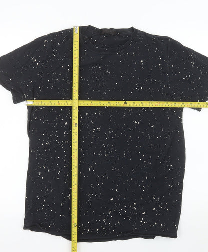 River Island Men's Black Space Print Cotton T-Shirt Size L