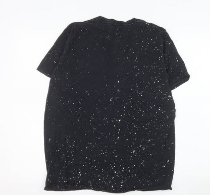 River Island Men's Black Space Print Cotton T-Shirt Size L