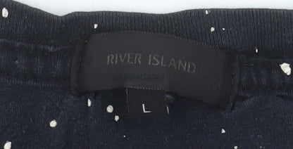 River Island Men's Black Space Print Cotton T-Shirt Size L