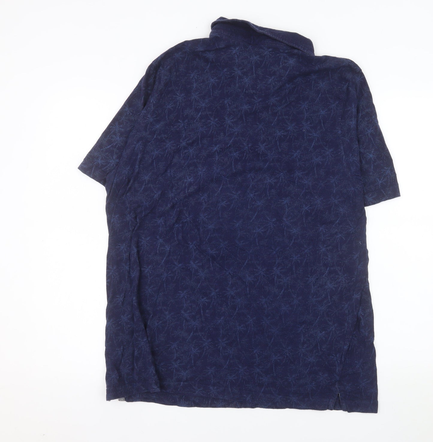 Marks and Spencer Men's Blue Tropical Print Polo Shirt XL