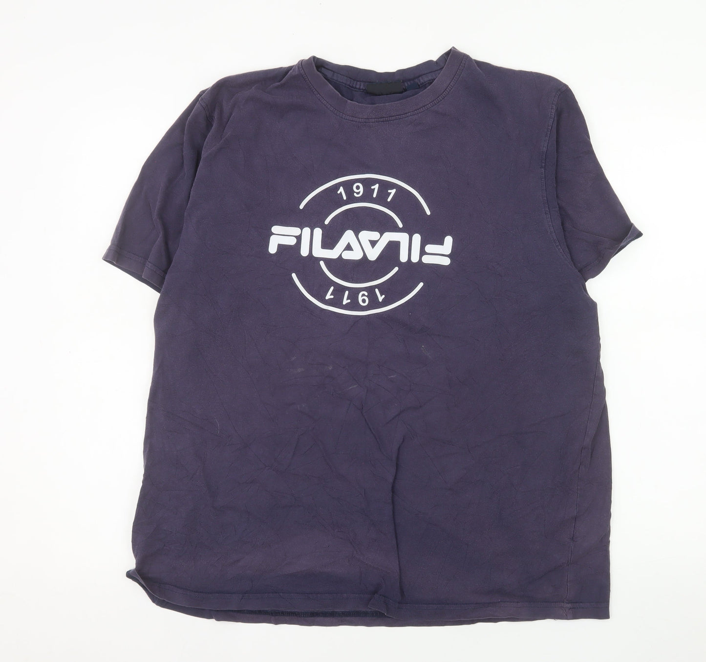 FILA Men's Navy Blue XL Crew Neck Graphic T-Shirt 100% Cotton