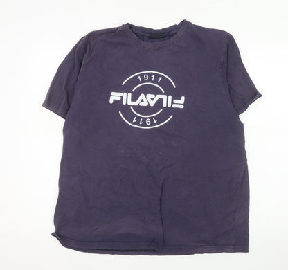 FILA Men's Navy Blue XL Crew Neck Graphic T-Shirt 100% Cotton