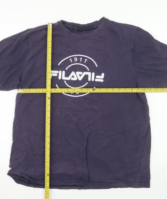 FILA Men's Navy Blue XL Crew Neck Graphic T-Shirt 100% Cotton