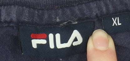 FILA Men's Navy Blue XL Crew Neck Graphic T-Shirt 100% Cotton